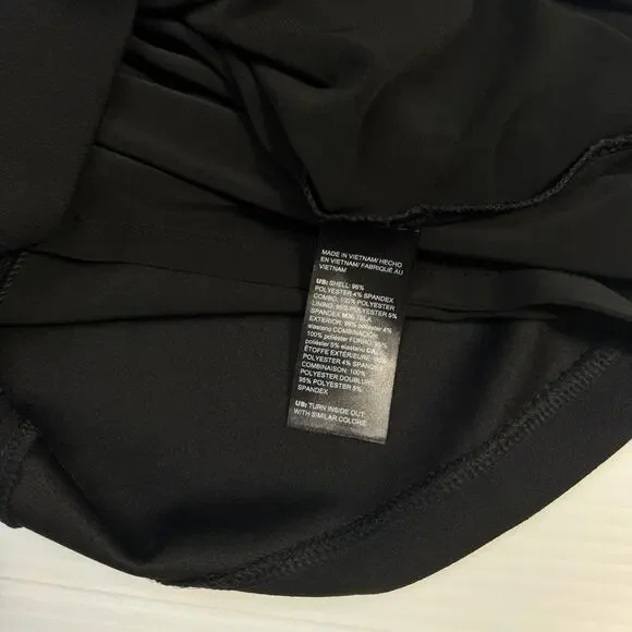 White House Black Market Black Ruffle Sheath Dress Medium Petite MP Cocktail LBD - Picture 16 of 16